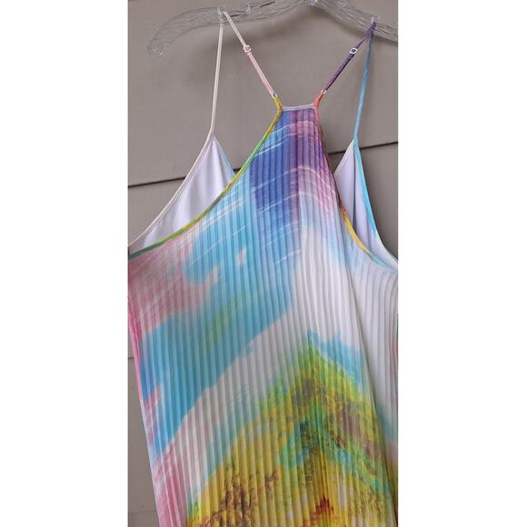 Victoria's Secret Watercolor Knife Pleated Sleeveless Maxi Dress Gown Size L - Picture 7 of 11